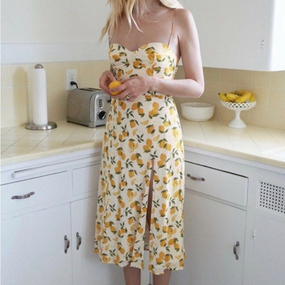 Reformation lemon print Juliette dress